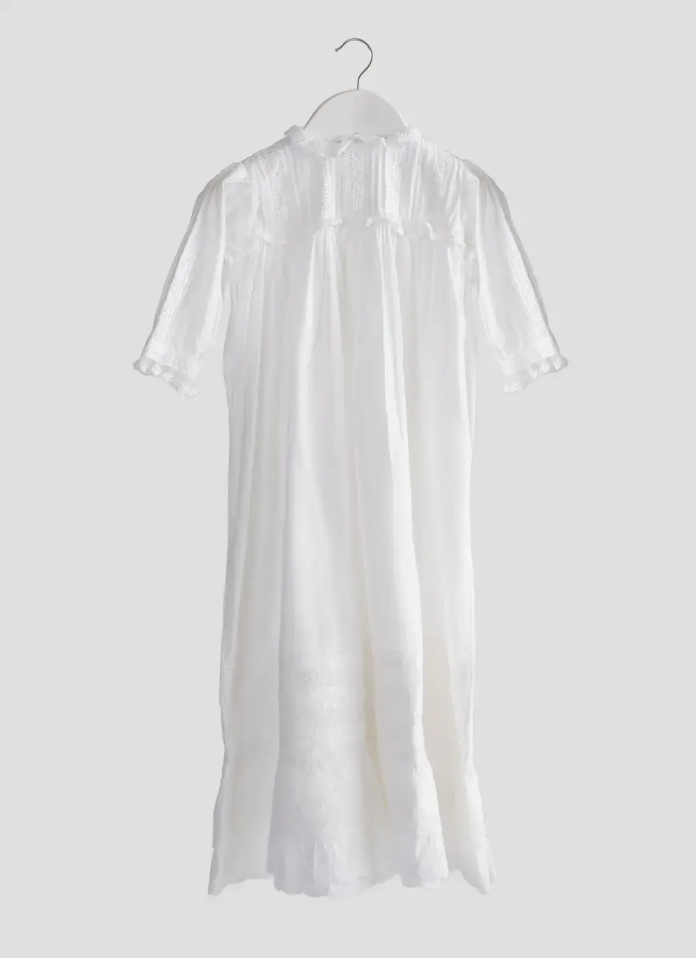Traditional Long Sleeved White Embroidered Christening Gown